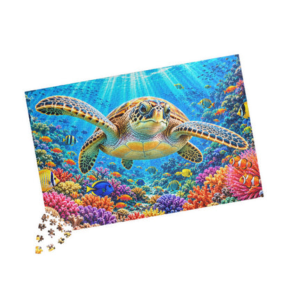 Vibrant Sea Turtle Coral Reef Jigsaw Puzzle for Adults & Kids - 110 to 1014 Pcs