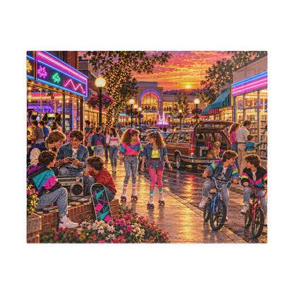 Retro 80s Neon Sunset Mall Jigsaw Puzzle for Adults & Kids | Vintage Nostalgia Gift