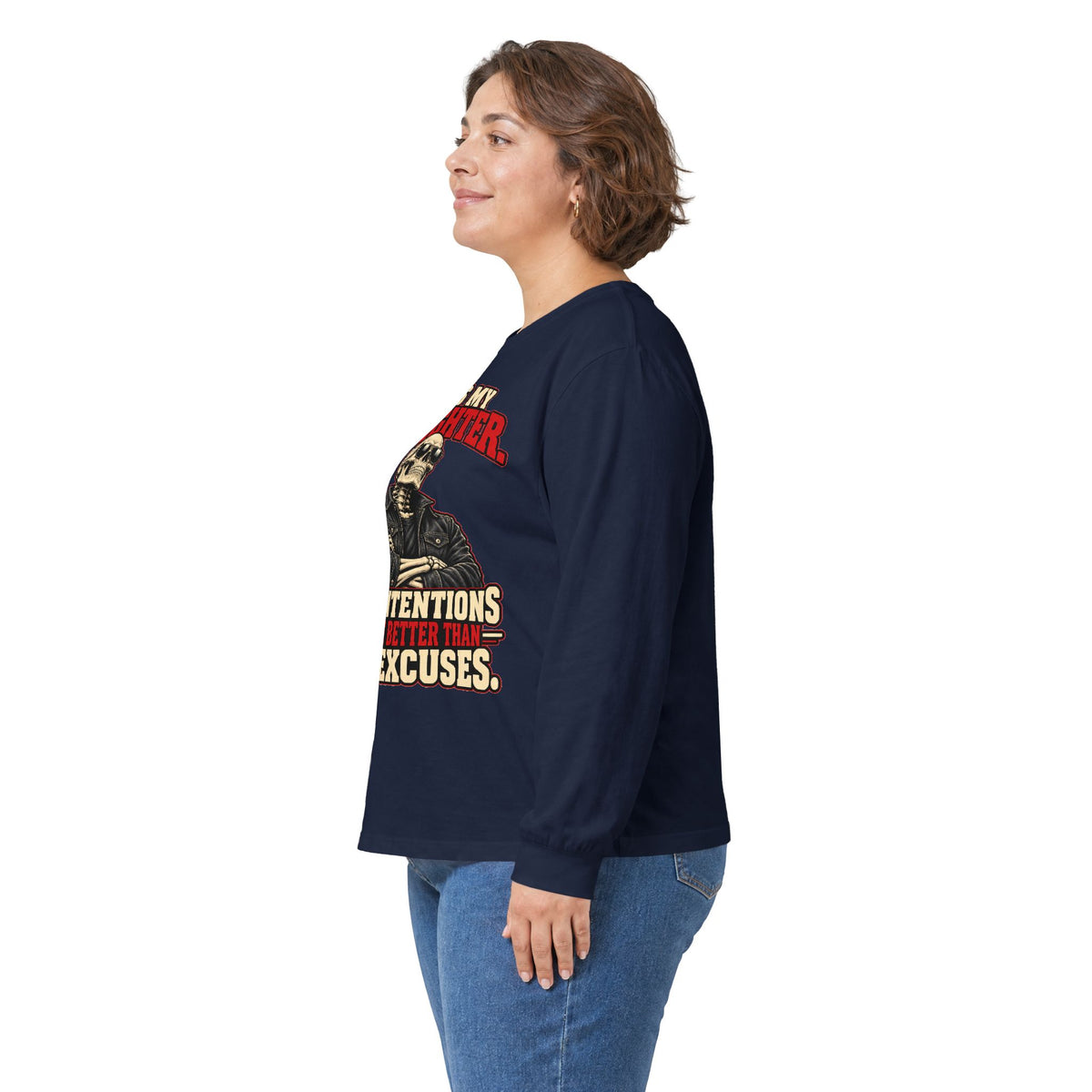 She's My Daughter Skull Graphic Long Sleeve T-Shirt - Protective Dad Shirt