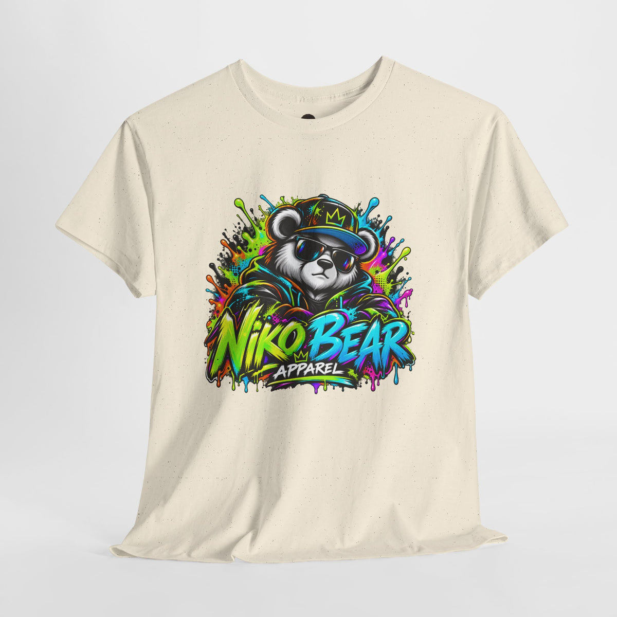 Niko Bear Graphic Tee - Cool Graffiti Panda Unisex Heavy Cotton T-Shirt