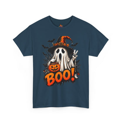 Retro Ghost & Jack-O'-Lantern T-Shirt — Halloween Graphic Tee