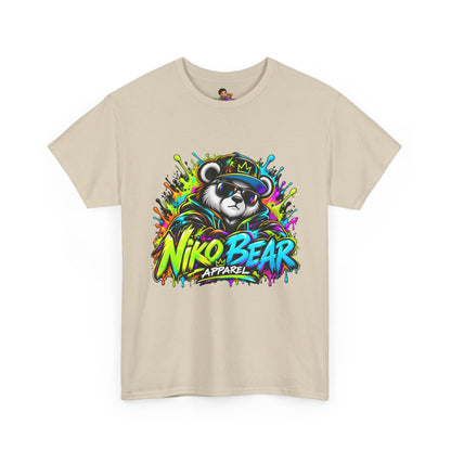 Niko Bear Graphic Tee - Cool Graffiti Panda Unisex Heavy Cotton T-Shirt