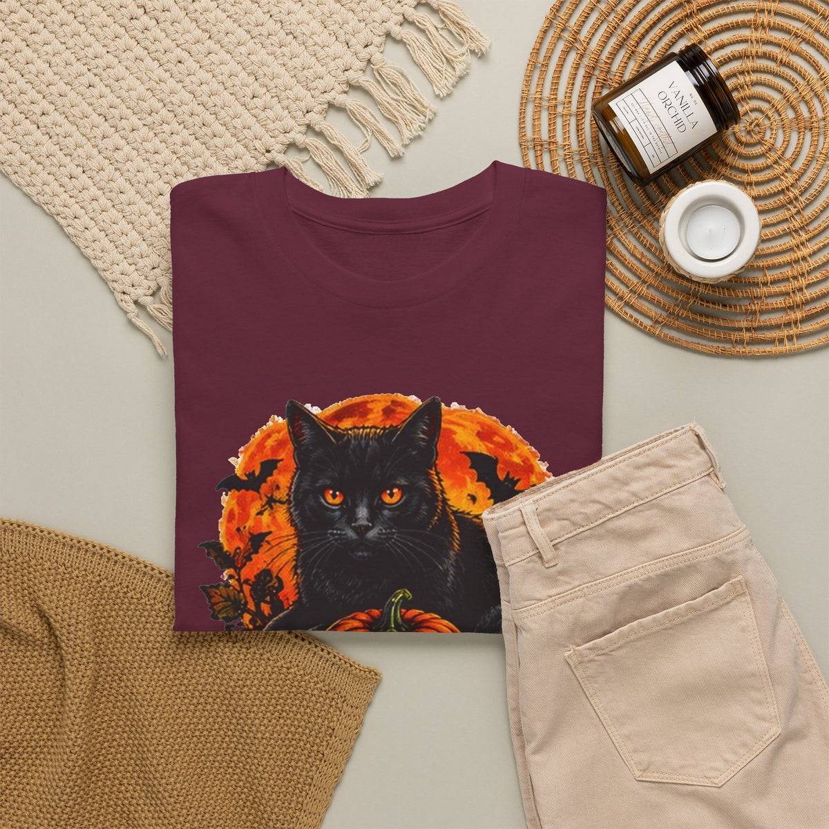 Stay Spooky Black Cat T-Shirt — Jack-O'-Lantern Halloween Tee