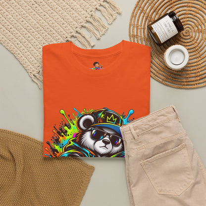 Niko Bear Graphic Tee - Cool Graffiti Panda Unisex Heavy Cotton T-Shirt