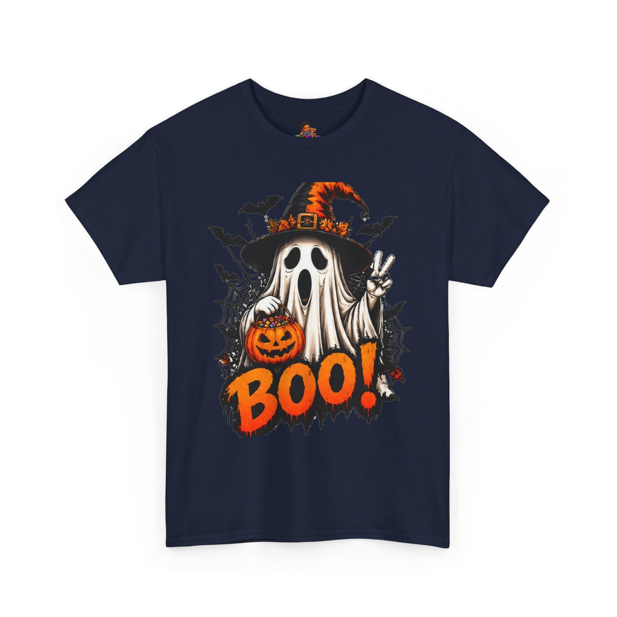 Retro Ghost & Jack-O'-Lantern T-Shirt — Halloween Graphic Tee