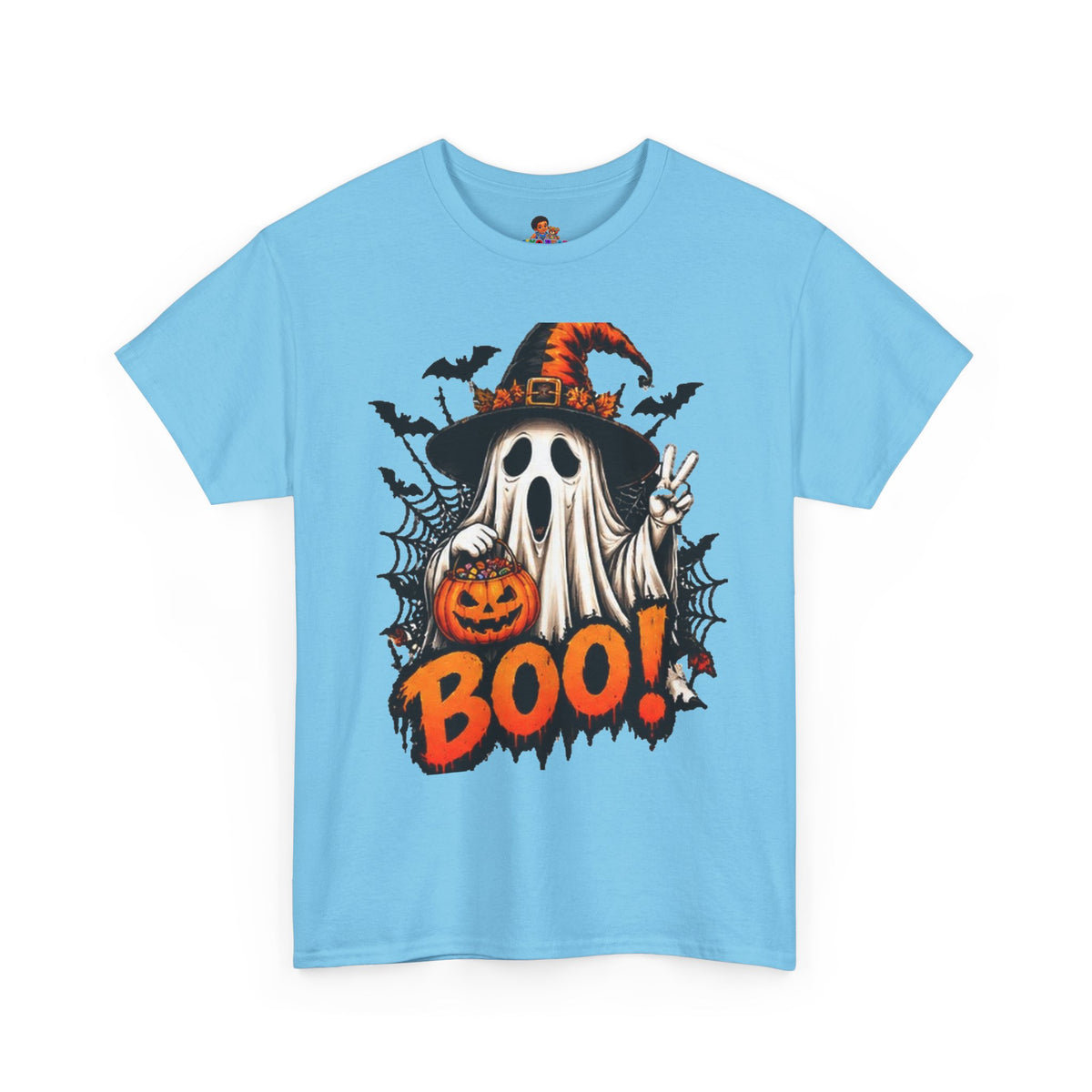 Retro Ghost & Jack-O'-Lantern T-Shirt — Halloween Graphic Tee