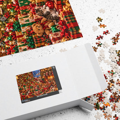 Cozy Christmas Pets Jigsaw Puzzle - Dog & Kittens Holiday Gift