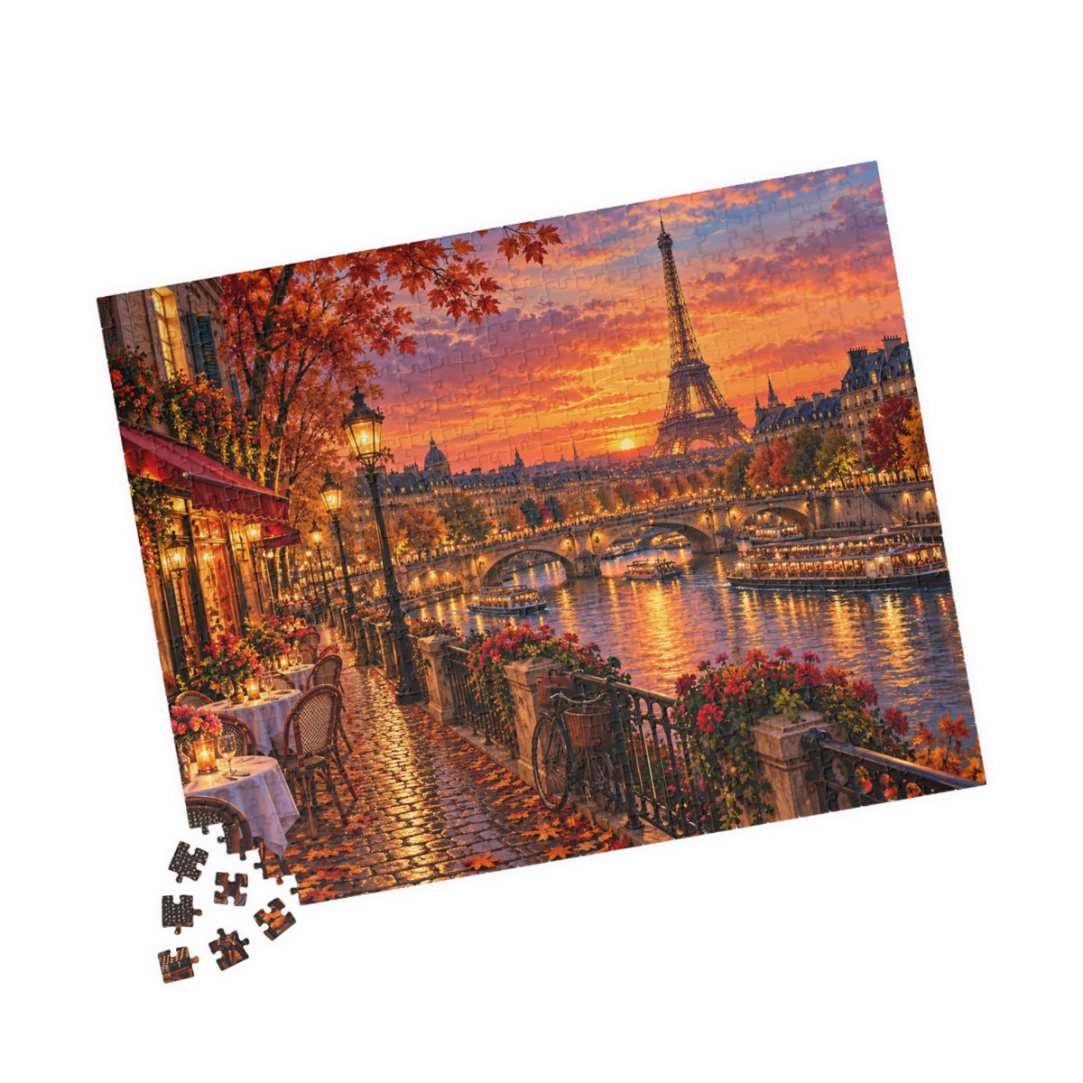 Autumn Paris Cityscape Jigsaw Puzzle – Sunset Eiffel Tower & Seine