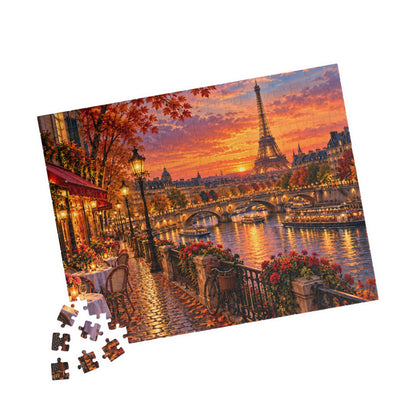 Autumn Paris Cityscape Jigsaw Puzzle – Sunset Eiffel Tower & Seine