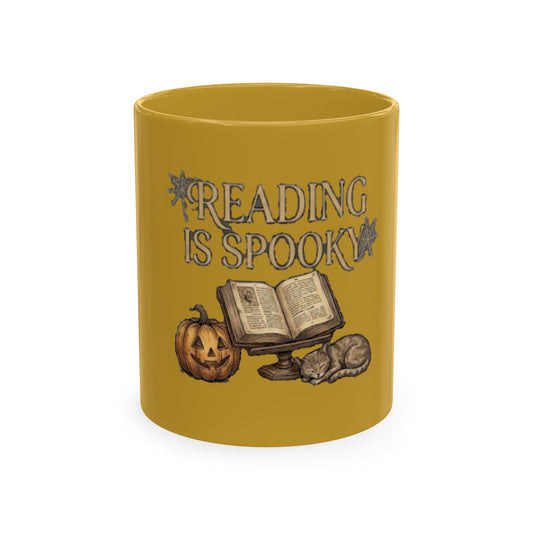 Reading Is Spooky Ceramic Mug — Halloween Coffee Cup