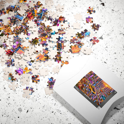 Futuristic City Jigsaw Puzzle - Cyberpunk Flying Cars Sunset - 110, 252, 520, 1014 Pcs