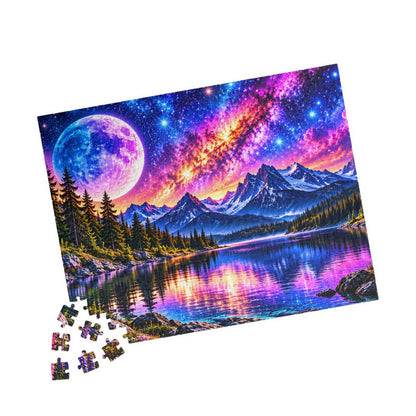 Galaxy Dreams Jigsaw Puzzle - Space Galaxy Mountain Lake Art Jigsaw Puzzles