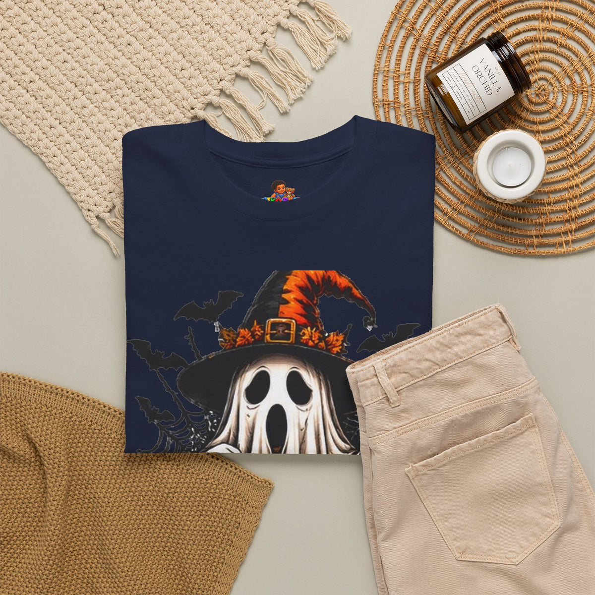 Retro Ghost & Jack-O'-Lantern T-Shirt — Halloween Graphic Tee