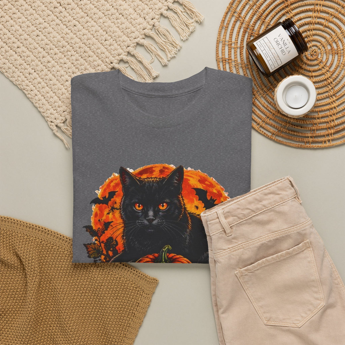 Stay Spooky Black Cat T-Shirt — Jack-O'-Lantern Halloween Tee
