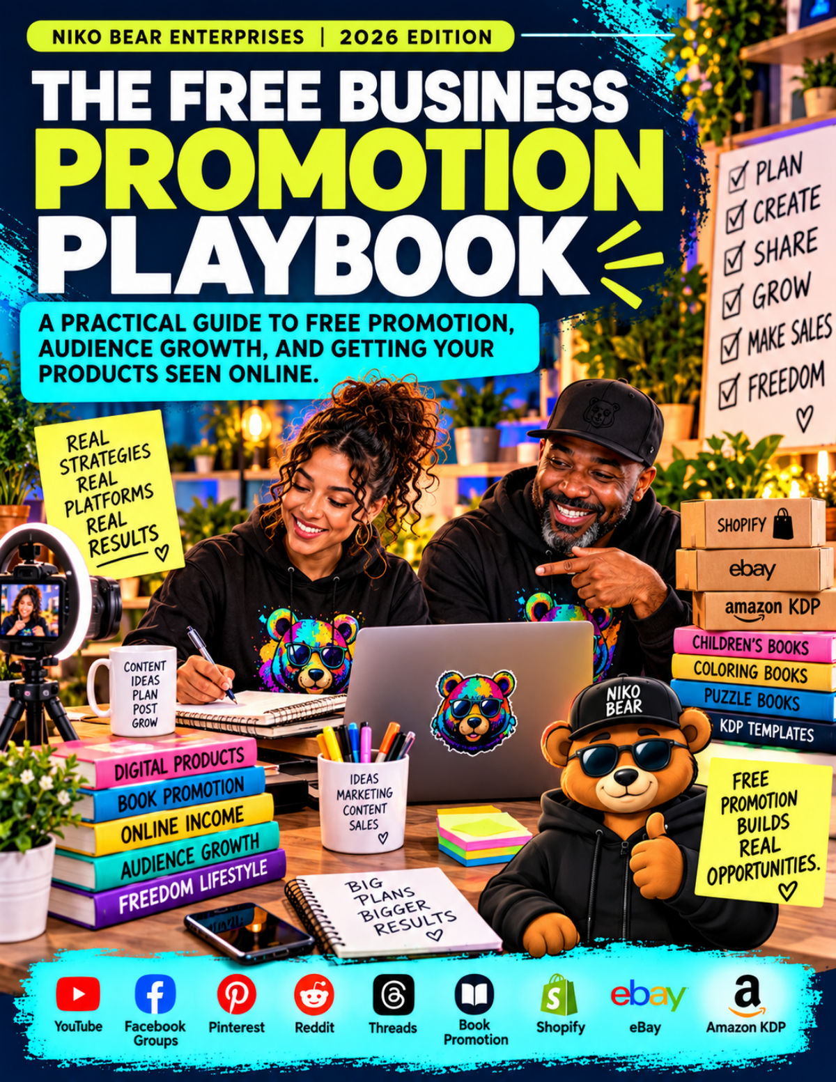 Approved original cover, Free Business Promotion Playbook 2026 — Niko Bear Enterprises
