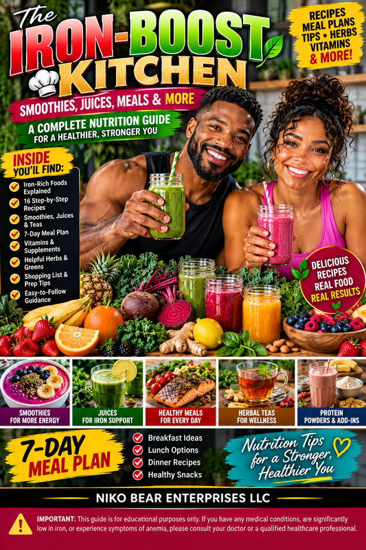 The Iron-Boost Kitchen cookbook with smoothies, juices, meals and 7-day meal plan